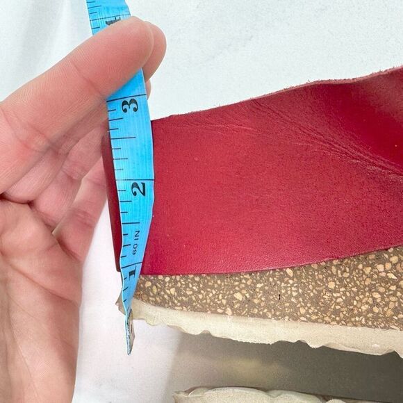 Yokono Shoes Womens 8 Red Sandal Mora Wedge Slip On Cork Platform Slide - Picture 7 of 9